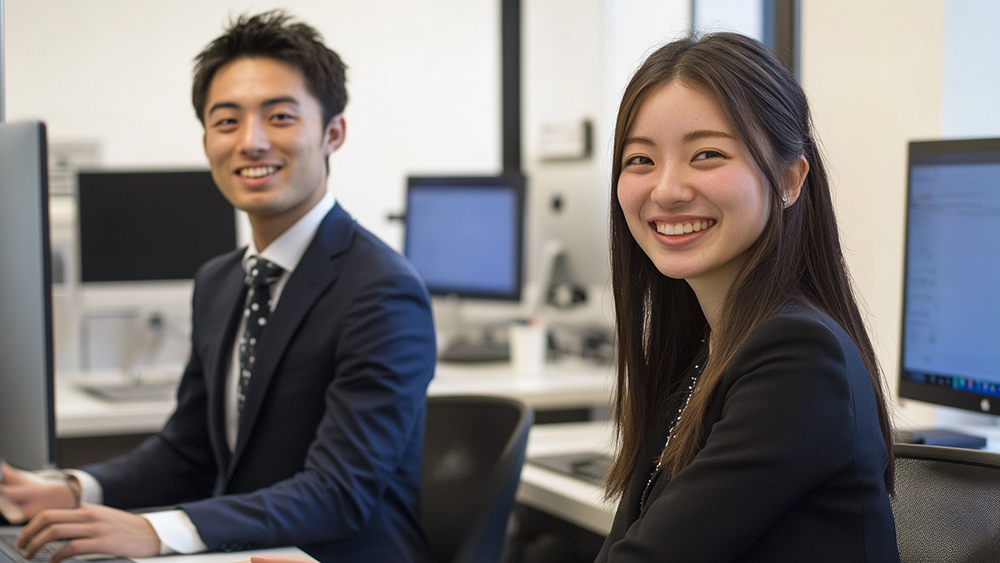 新入社員の男性と女性