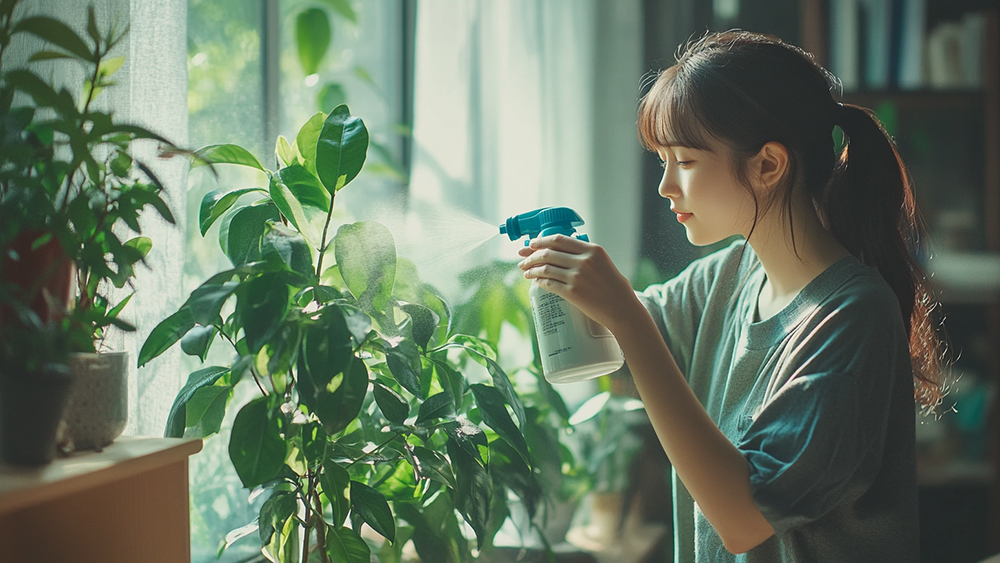 観葉植物の葉水