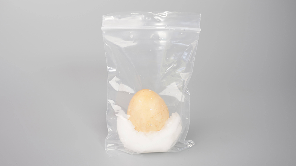 湿らせたコットンにアボカドの種を置く